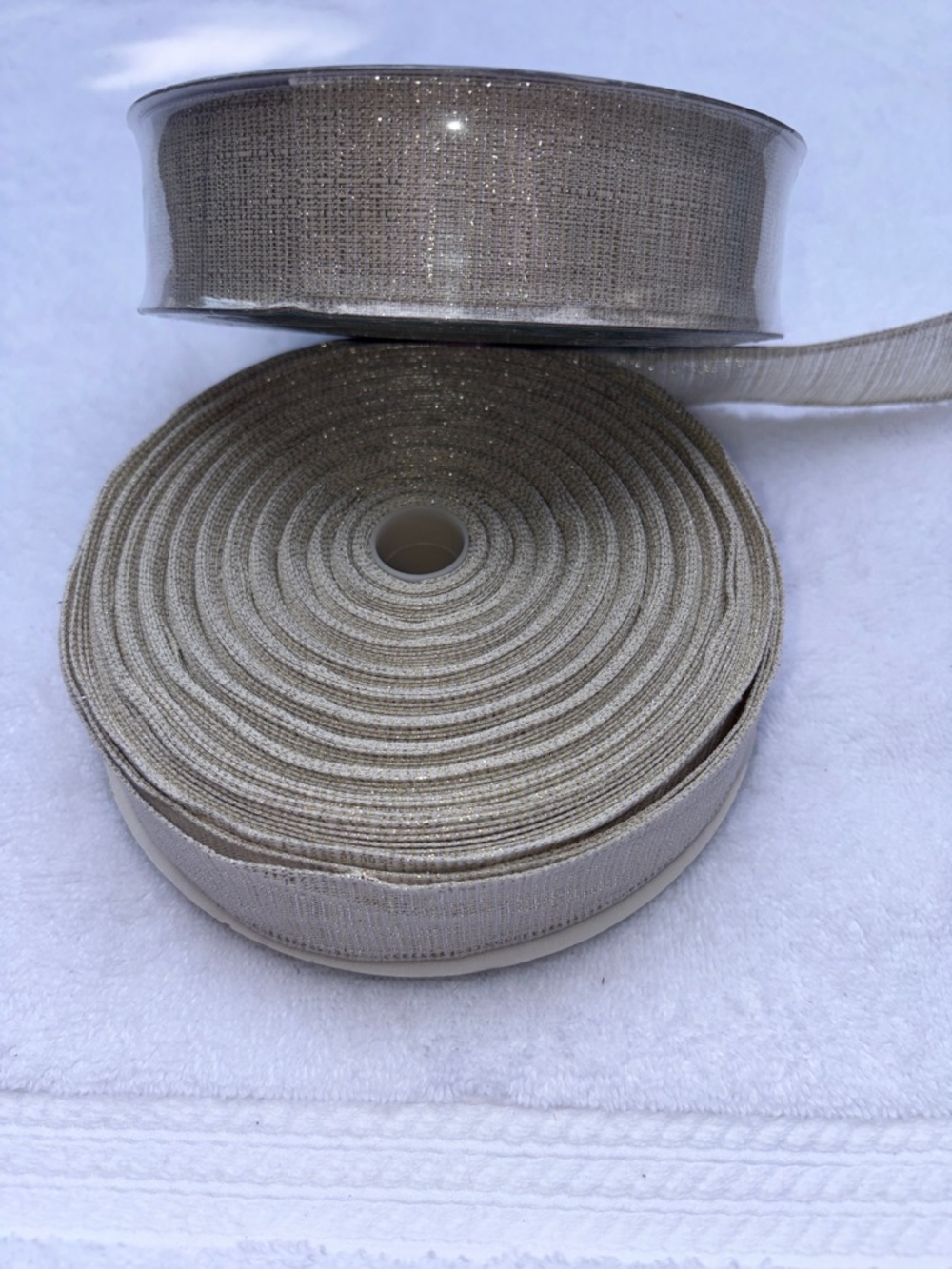 Elegant Cream Glitter Edge Ribbon - Home Party Supplies